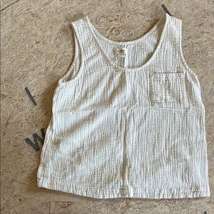 Cream Sleeveless Tank, Waffle Textured Top. 100% organic cotton